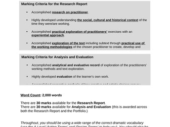 OCR A Level Drama and Theatre - Practitioners in Practice - GUIDANCE WORKSHEET