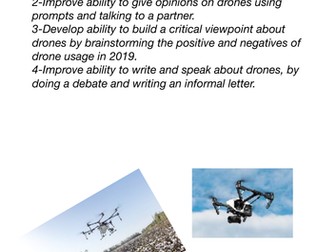 Drones, speaking, writing and vocabulary (IGCSE ESL, IELTS, EAL, ESL Key stage 3 English)