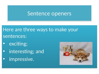 Powerpoint to teach different three different ways to start a sentence.