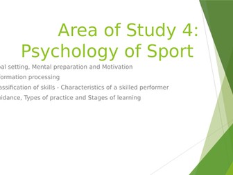 WJEC GCSE Area of Study 4 Psychology of Sport