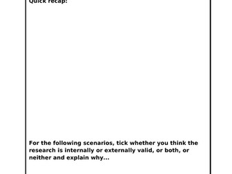 AQa Psychology A level. Validity and reliability - Yr12 content