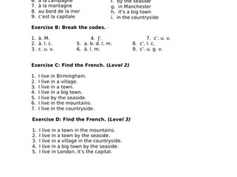 French: Where I Live worksheet