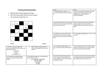 Forming Equations Crossnumber