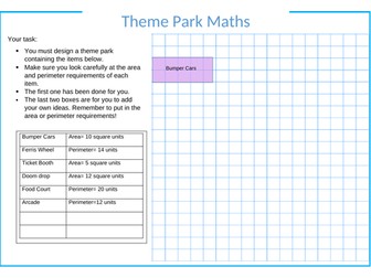 Area and Perimeter Theme Park designing