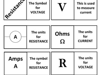 Electric Circuits Dominos Style Match Up Activity
