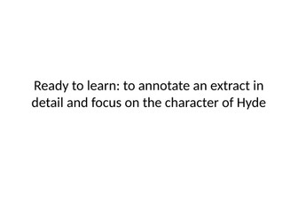 JEKYLL AND HYDE SCHEME OF WORK FOR YEAR 7