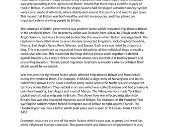 Example Essay for Q4 for the Britain: Migration, empires and the people: c790 to the present day