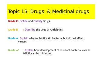 IGCSE 0610 Biology - Topic 15 Drugs - Ideal for 2 lessons.