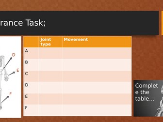 Applied Science Unit 8 Functions of the Musculoskeletal System with entrance tasks/recap activities