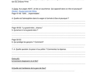 A level French Sac de billes  Questions de compréhension et analyse chapitre 4 et 5