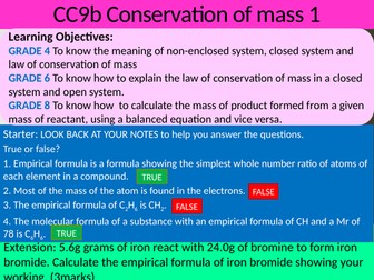 GCSE EDEXCEL Science 9-1 - Chemistry - CC9b Conservation of mass