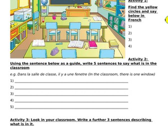 DANS MA SALLE DE CLASSE KS3 WORKSHEET