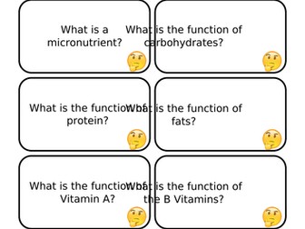 Nutrient Question Cards