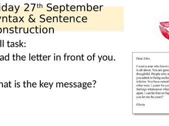 Syntax and sentence construction