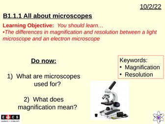 B1.1: The World of the Microscope (AQA) AND microscopy required practical