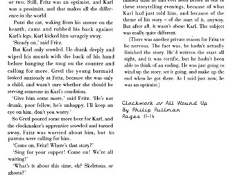 Year 5 Clockwork by Philip Pullman Comprehension p11-14