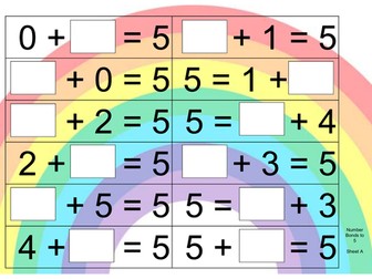 Number Bonds to 5, 6,  7, 8, 9 and 10