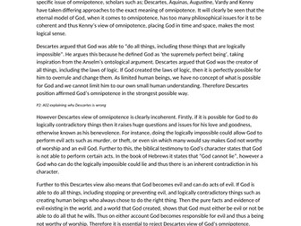 Exemplar Essay 'Critically analyse the philosophical problems of God being omnipotent'