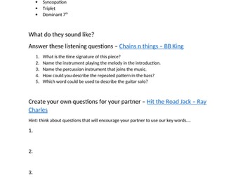 Blues Listening Worksheet