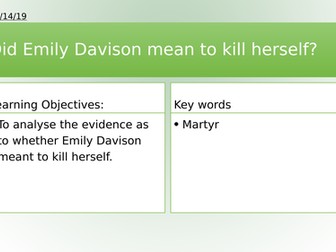 Year 8/9: Did Emily Davison mean to kill herself?