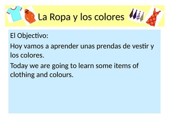 Clothes and colours Year 7