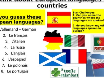 Countries and languages (Les langues et le pays en Europe)