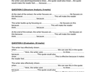 AQA GCSE English Language Basic Sentence Starters