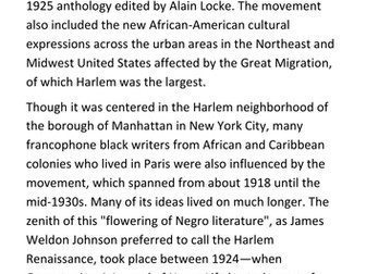 The Harlem Renaissance Handout