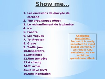 Planète en danger- Environment- AQA GCSE French 7.1H
