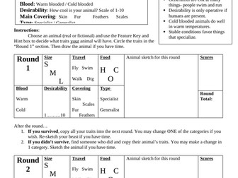 Evolution- Natural Selection Game