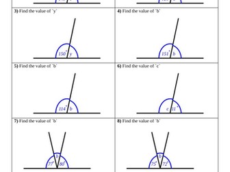 Angles in straight lines, triangles and quadrilaterals