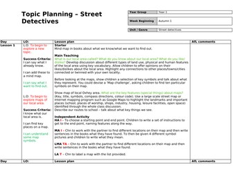 Year 2 Street Detectives planning