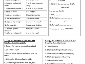 Holiday activities - Vocabulary Builder