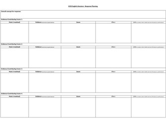 GCSE English Literature Response Planning Frame