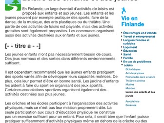 Loisirs des enfants et des jeunes