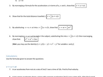 SUVAT Equations Lesson