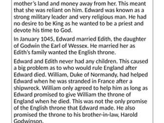 Edward the Confessor Worksheet