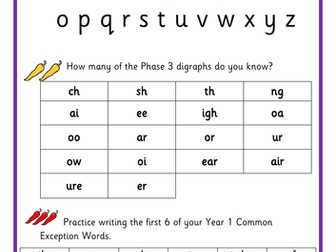 phonics homework phase 3