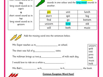 phonics homework year 1 tes