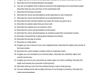 Descriptive Writing Prompts (IGCSE 0500 First Language English)