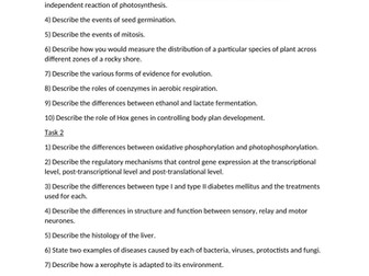 OCR H420 A Level Biology - Weekly Retrieval Practice Booklet 2 (with model answers)