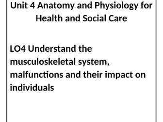 OCR H&SC Technical unit 4. Knowledge book for LO4 muscular skeletal system