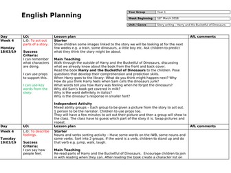 Harry and his Bucketful of Dinosaurs English Planning Year 1