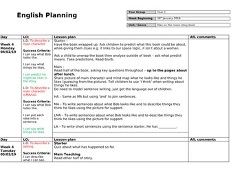 Man on the Moon book English Planning Year 1