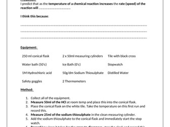 Rates of Reaction -Temperature Practical