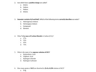 GCSE Chemistry Revision - MCQ