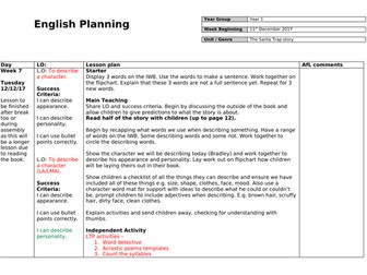 The Santa Trap book Year 1 planning