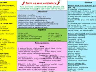 GCSE French 8/9 complex vocabulary