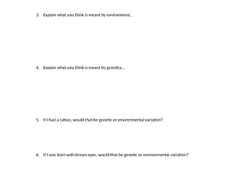 Environmental and genetic variation