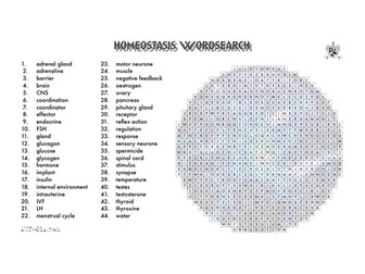 Homeostasis word search
